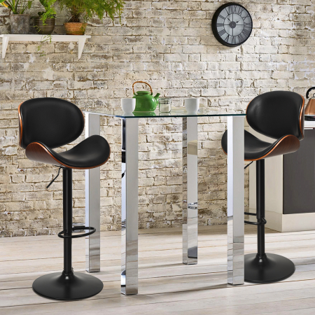 2 PCS PU Leather Adjustable Bar Stools with 360 Degree Swivel Seat for Kitchen