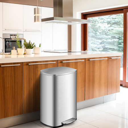 13.2 gallon stainless steel trash can with Removable Inner Bucket for Home Use