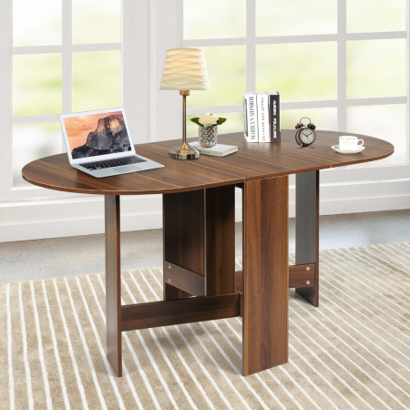 Wooden Folding Dining Table with 3 Convertible Shapes