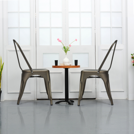 Set of 4 Industrial Metal Dining Chairs for Home and Office