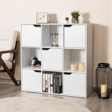 Cube Shelf with 9 Compartments & 5 Magnetic Doors