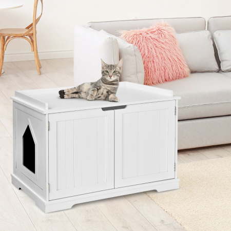 Cat Litter Box with Magnetic Door and Adjustable Partition