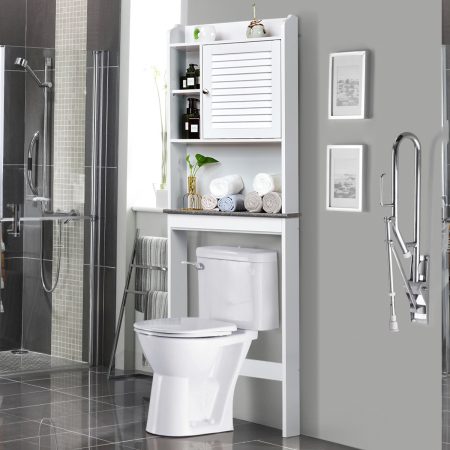 4-Tier Bathroom Over-The-Toilet Storage Cabinet with 5-Level Adjustable Shelves