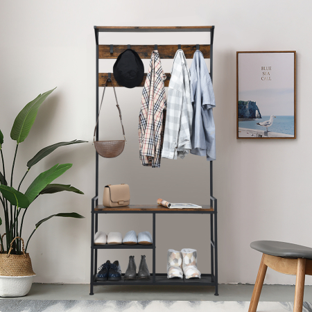3-In-1 Multifunctional Coat Rack Stand with Storage Shelf for Entryway