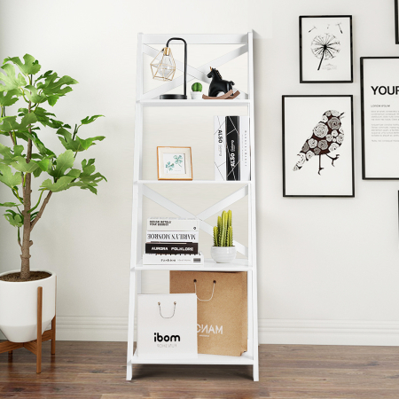 Modern 4-Tier Ladder with Storage Shelf for Home and Office