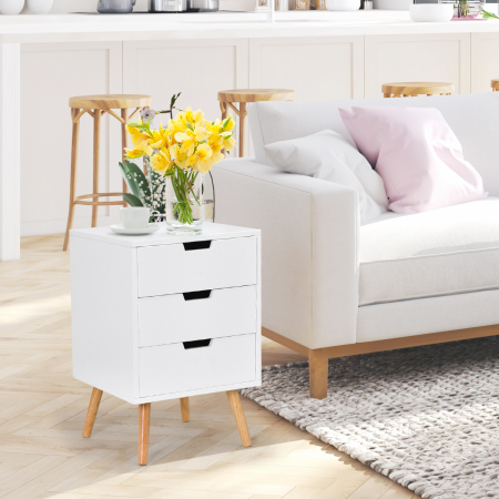 Modern Wooden Nightstand with Drawers for Living Room & Bedroom