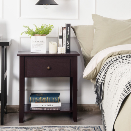 Bedside Tables with Drawer and Storing Shelf for Bedroom/Living Room/Bathroom/Office