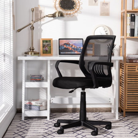 COSTWAY Office Chair Back Swivel Lumbar Support Desk Chair