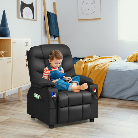 PU Leather Recliner with Cup Holder for Kids
