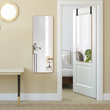 Rectangle Wall Mounted Mirror with Bamboo Frame