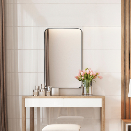 Bathroom Wall Mirror with Rounded Corner for Washroom