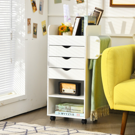 Craft Storage Cart with Mobile Drawers Shelves for Living Room