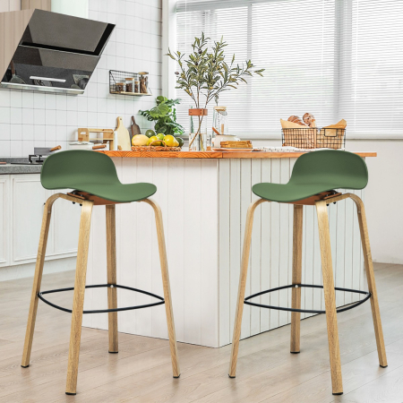 Set of 2  76cm Height Bar Stools with Footrest & Low Backrest