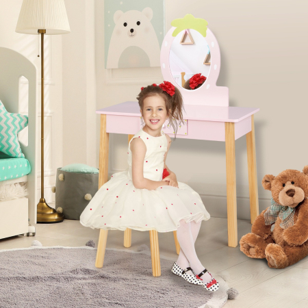 2-in-1 Children's Vanity Set with Stool for Kids