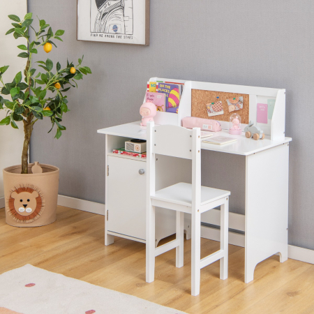Kids Desk and Chair Set with Hutch & Bulletin Board