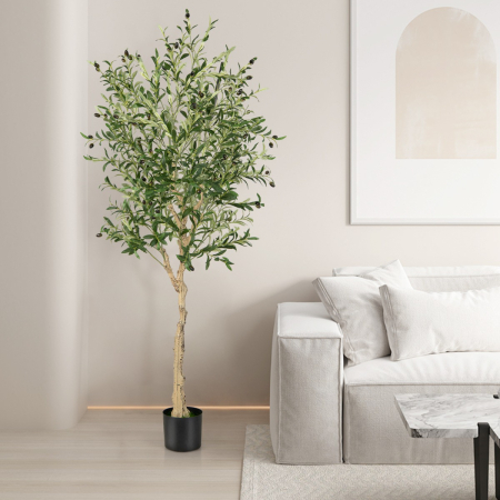 2-Pack Artificial Olive Tree with 1296 Leaves for Office
