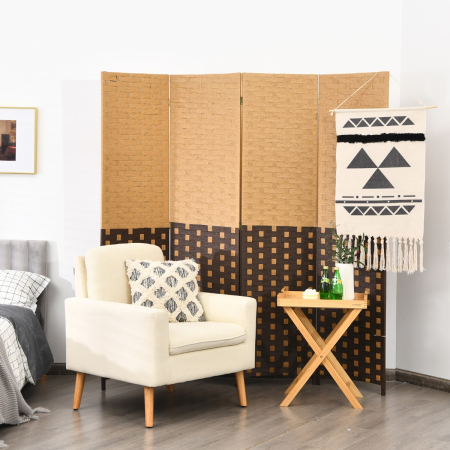 4-Panel Folding Wood Room Screen Divider for Home & Office
