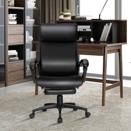 Ergonomic Executive Office Chair with Retractable Footrest for Office