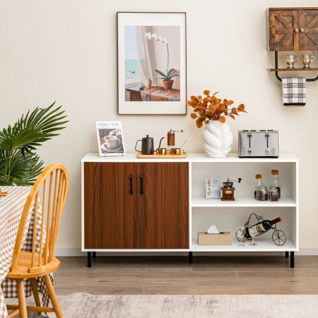Modern Buffet Sideboard with Open Compartments for Kitchen