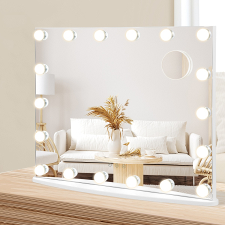 Vanity Tabletop & Wall-Mounted Mirror with 18 Dimmable LED Bulbs