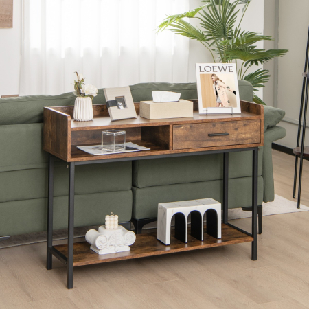 100cm Long Console Table with Drawer & Anti-Tipping Kit for Small Space