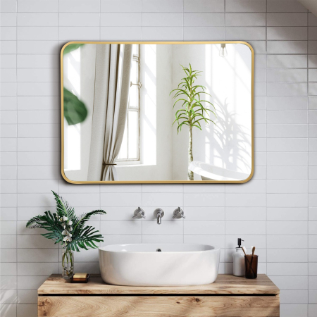 Rectangular Mirror with Aluminum Alloy Frame for Bathroom
