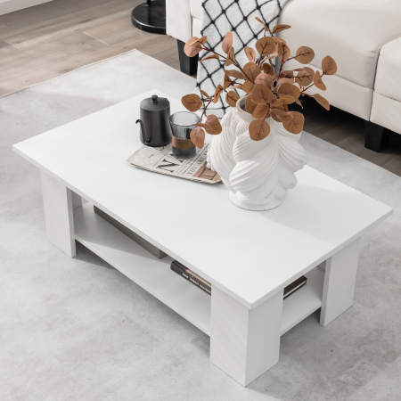 Modern Coffee Table with Storage Shelf for Living Room