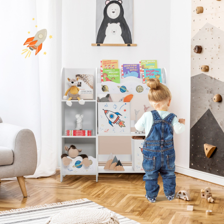 Bookshelf Toy Storage Display Shelf with Storage Rack for Kids 