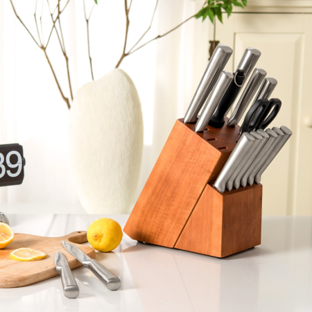 16 Pieces Professional Chef Knife Block Set with Ergonomic Handle