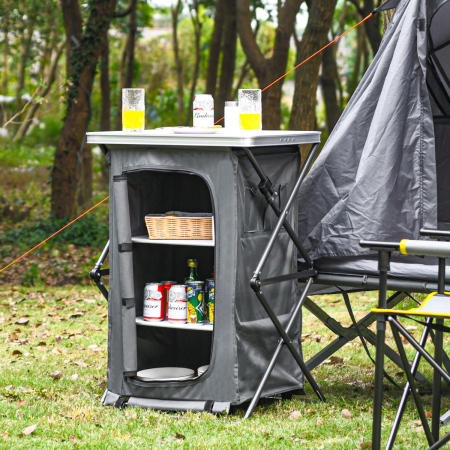 Folding Pop-Up Camping Storage Cabinet with Bag
