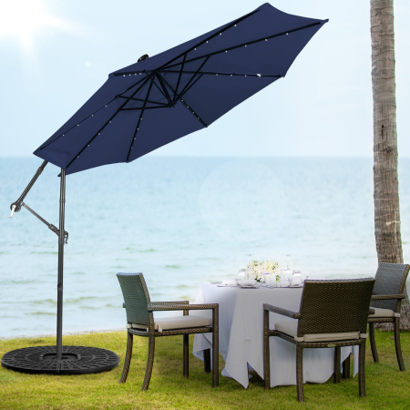 Outdoor Hanging Umbrella with Tilting System & Hand-Crank Mechanism for Poolside