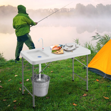 Portable Fish Cleaning Table with Sink for Picnic & Fishing