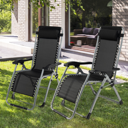 Zero Gravity Recliner Chair with Removable Pillow for Backyard