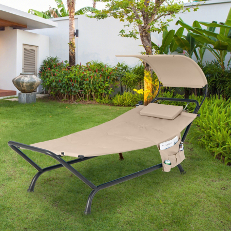 Patio Hanging Chaise Lounge Chair with Storage Bag