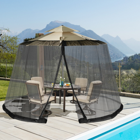 Umbrella Mosquito Netting with 2 Double-Zippered Doors