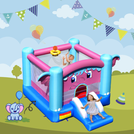 3-in-1 Elephant Theme Inflatable Castle with Jumping Area