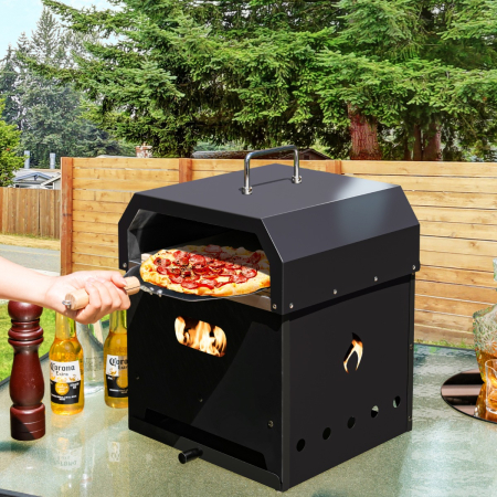 4-in-1 Multipurpose Outdoor Pizza Oven with 2-Layer Detachable Grill Oven & Fire Pit