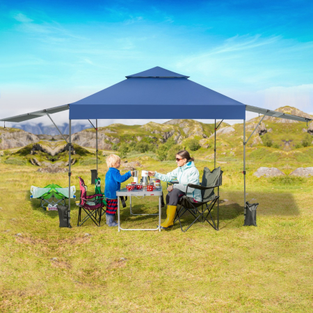 Outdoor Instant Pop-up Canopy Tent with Dual Half Awnings