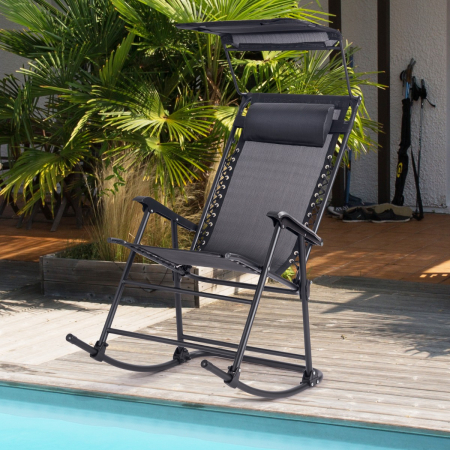 Folding Zero Gravity Lounge Chair with Shade Canopy for Beach