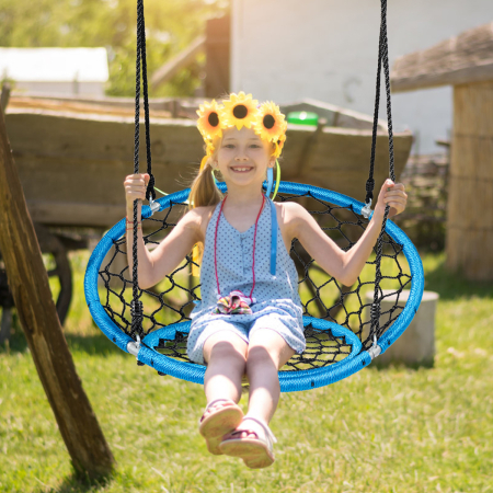 Net Hanging Swing Chair with Adjustable Hanging Ropes for Outdoor