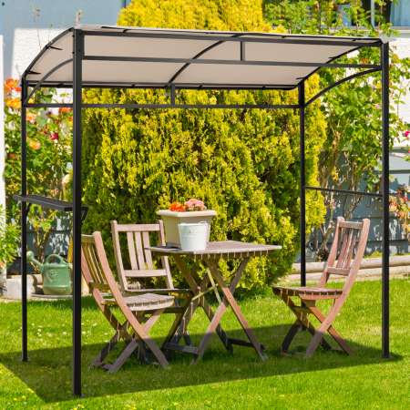 Patio Barbecue Canopy with Serving Shelf and Storage Hooks for Garden