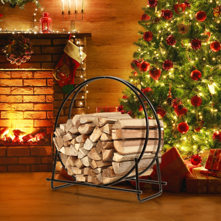 76.5cm Fireplace Wood Storage Rack with Spacious Storage Capacity for Living Room/Outdoor