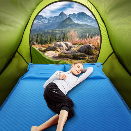 Self-Inflating Camping Mat with Connectable Design and Pillows for Camping