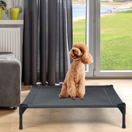 Elevated Pet Cot with Detachable Canopy Shade & Sturdy Steel Frame