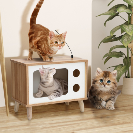 Cat House TV-Shaped Bed with Scratching Pad for Living Room