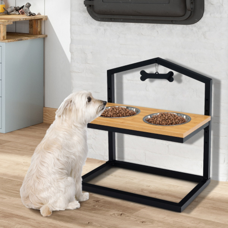 5 Heights Elevated Pet Feeder with Detachable Stainless Steel Bowl for Dogs