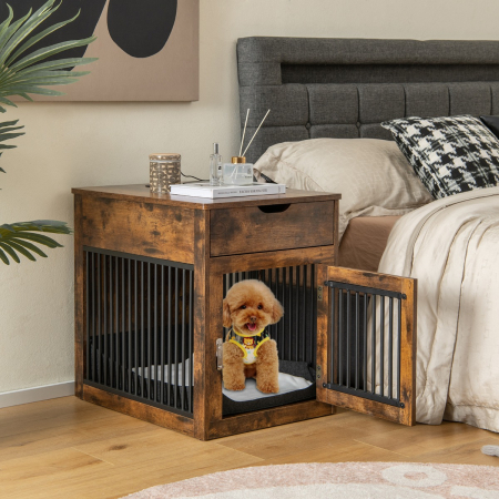 Furniture Style Dog Crate with Wired & Wireless Charging