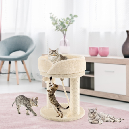 4-in-1 Cat Climbing Tree Tower with Soft Top Perch & Padded Base
