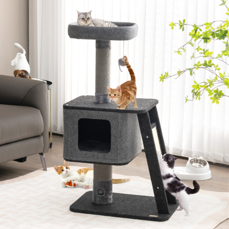 Cat Climb Stand with Scratching Ramp & Posts