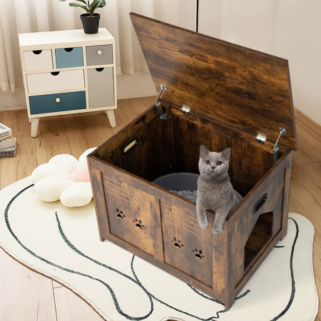 Cat Litter Box Enclosure with Top Opening & Side Entrance